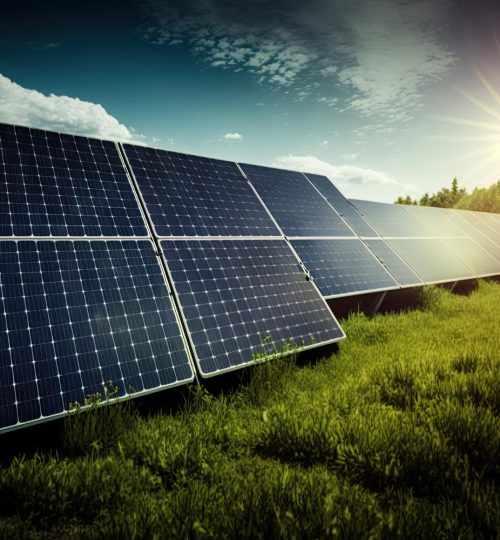 фотоволтаични слънчеви панели за производство на електроенергия - зелена, чиста и алтернативна енергия - концепция за енергийна ефективност